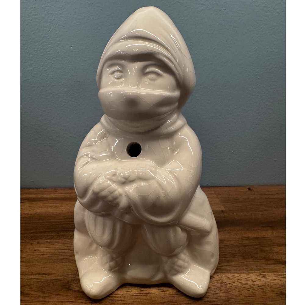 Vintage White Ceramic Ninja Boy Tiki Mug White Cocktail Glass